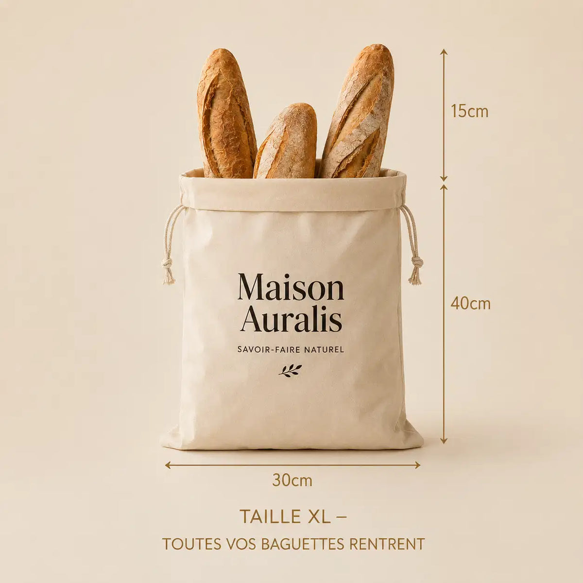 Sac à Pain en Cire d'Abeille Maison Auralis — Format 30 x 40 cm
