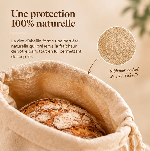 Sac à Pain en Cire d'Abeille Maison Auralis — Format 30 x 40 cm